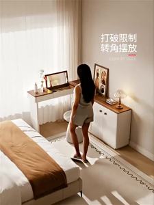 ZUNTONGGE | Slim Corner Flip-top Dressing Table and Drawer Cabinet 30cm