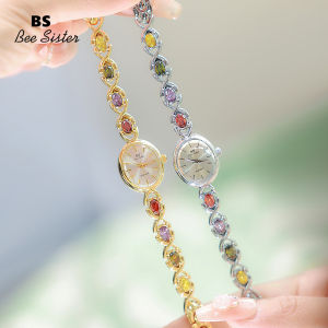 BS Bee Chị 1726 Thời Trang Của Phụ Nữ Đồng Hồ Giản Dị Bằng hợp kim thép Không Gỉ Dây Đeo Không Thấm Nước Đồng hồ Quartz Thanh Lịch kim cương toàn bộ Rhinestone Sang Trọng vàng bạc Hình Dạng Hình Bầu Dục Đồng hồ đeo tay nữ