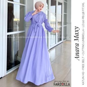 Anara Maxy Dress Wanita Katun HQ Free Belt Fit to XXL