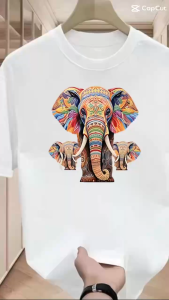 LC.TRADING เสื้อยืดคอกลมพิมพ์ลายช้าง สวมใส่สบายนุ่มและสบาย ระบายอากาศได้ดี มี5 สีให้เลือกใส่🚚ส่งด่วนB0181