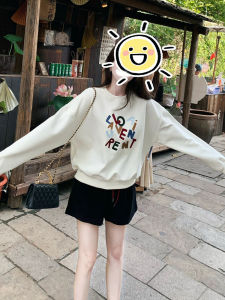 Korean Style Casual Long Sleeve Letter Print round Neck Hoodie Womens Fashionable Versatile New Autumn Sweatshirt