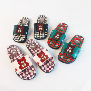 Sandal Rumah Wanita Slip On PVC Selop Datar Motif Beruang Lucu Kasut Cewek Sandals COD SPT-43