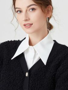 New Korean-style Womens Faux Collar Shirt Pure Color K-style Necklace Versatile for Professional Pointed Cardigan Decoration