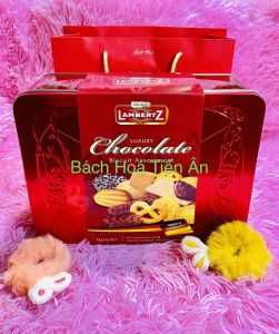 Bánh Quy LambertZ Luxury Chocolate Biscuit Hộp Thiếc Cao Cấp Đỏ 420g - 840g - tết 2026