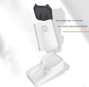 Lovinland Pet Automatic Feeding Water Feeder Set Large Capacity Dog Automatic Water Feeder 3.8L Cat Bowl Water Dispenser Not Take Up Space Gravity Feeder Small and Medium Sized Dogs Removable Without Food Stuck