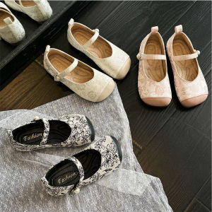 Princess Style Embroidered Girls Leather Shoes Summer New Childrens Footwear Korean Version Magic Tape Closure Daily Use