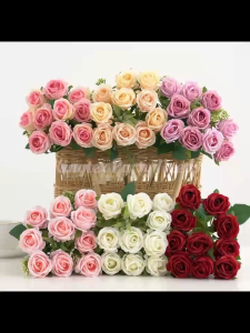 10 stem Rosebuds flower Artificial Flower Rose bud Fake Flowers rose Bridal bouquet Wedding home decoration