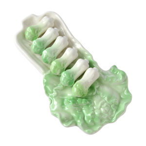 Creative Chinese Ceramic Hotel Cabbage Chopsticks Holder Set Desktop Pen Rest Small Tray for Placing Chopsticks