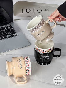 Jojos L. PD Press English Coffee Cup And Plate Set High Aesthetic Value Tea Cup Ceramic Material Non-Handmade Small Coffee Cup