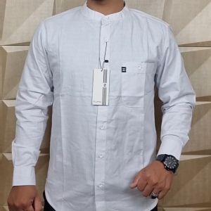 Kemko Dewasa ZILAND: Kemeja Koko Pria Lengan Panjang Katun Polos Putih Sigaret Premium Ada Jumbo