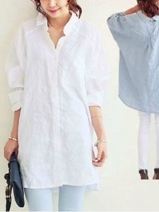 Spring Autumn Cotton Linen Loose Fit Shirt Dress Design Sensation Street Style Long Sleeve Button up Straight Cut Fashionable