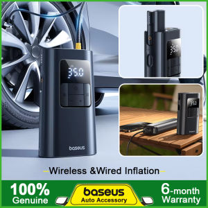 Baseus 2-in-1 Inflator Pump ที่แบตสำรองปั๊มลมที่สูบลมแบบ แบบมีสายและไร้สายคอมเพรสเซอร์แบบถอดได้สำหรับเครื่องสูบยางไฟฟ้ารถจักรยานยนต์จักรยาน (VA1 PrimeTrip)