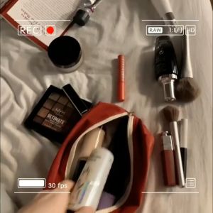 【NE UE】 Ohaya Contrast color cosmetic bag pencil case large-capacity Stationery cosmetic storage bag portable pencil bag