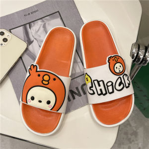 Summer Cartoon Cute Slippers Thick Bottom Anti-Slip Bathing Outdoor Wear Couples Slippers Flat Heel PVC Outsole Sweet Style
