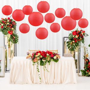 Red Chinese Round Paper Lantern 4-6-8-10-12-14-16Inch DIY New Years Party Wedding Supplies Chinese Restaurant Venue Decoration