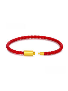 Wearable 3D Good Luck Bead Red Rope Hand Chain Replacement Week Family Cowhide Rope Engraving Too Steel Push Pull Buckle Color Retention Good