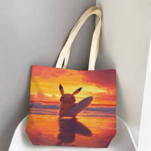 Bandai | Pokemon Mythical Pokemon Storage Bags Tote Bag Travel Summer Beach Shoulder Bag Reusable Grocery Shopping Bag Anime Artwork