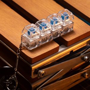 4‑Keys Keyboard Fidget Toy Keychain RGB LED Light Transparent Clicker Fidget Toy Stress Relief Decompression Gadget for Adults