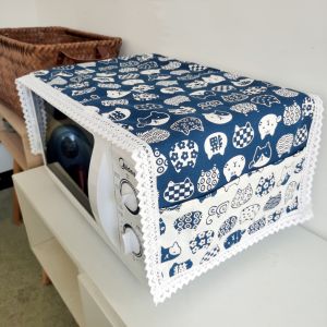 Modern Minimalist Microwave Oven Dustproof Cover Cloth Oil Resistant Pocket Storage Side Bag Fresh Grid Ethnic Style
