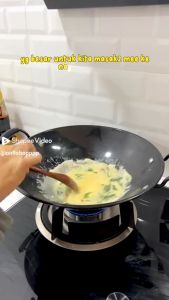 8 inci- 20inci Kuali Hitam Tebal 20cm-50cm Black Enamel Wok Kuali Besi Tak Melekat Duoble Handle Getah Cast Iron Wok