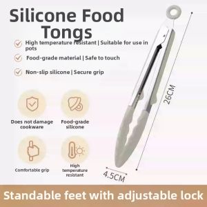 Suncha | Suncha Silicone Kitchen Tongs Stainless Steel BBQ Steak Bread Food Clips