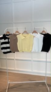 BL20813 Polo Sleeveless Crop Knit Top