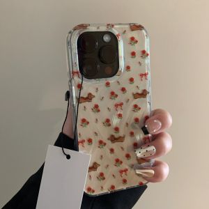 Rose Sausage Dog Dual Layer Protection iPhone 15 pro Max 13 pro Max 11 XS Korean 12i M15 plus High End 7/8 Anti-Fall XR Case