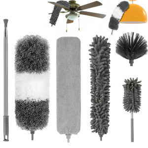 Dusters for Cleaning Extendable 6PCS Feather Duster with 33.46-111.42 inch Telescopic Extension Pole Detachable Bendable Washa