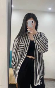 Summer Thin Mori Style Retro Black Stripes Shirt Outwear Womens Casual Laid-Back Style New Arrival Shirt Sun-Protective Clothing Fashion