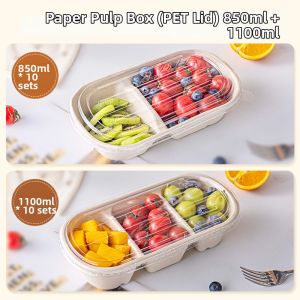 MEIDI | Disposable Picnic Meal Box Food Grade Microwaveable Pulp Compartment Container