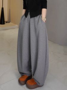 Laid-back Loose Womens High Waist Wide Leg Casual Pants Fashionable Comfortable Korean Style Commute Wind Pocket Details