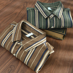 Japanese-Style Retro Spring/Summer New Arrival Men Casual Stripes Cotton Shirt Outwear Trendy Loose Shirt