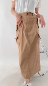 Rok Span Cargo Wanita Terbaru Karet Pinggang katun Twill