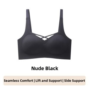 miiow | Wireless Seamless Womens Bra Soft Support Fixed Cup Thin Style Gathered Anti-Sagging Auxiliary Breast Collection Comfortable Underwear