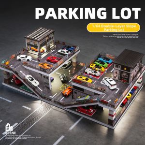 Mô Hình Xe Ô Tô Đèn Sáng Bãi Đỗ Xe 1:64