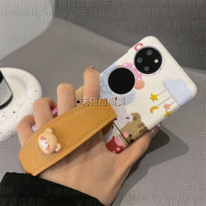 Cute Bear Wristband Compatible with Huawei Pocket2 Phone Case Purax Folding Screen OppoFindN3Flip SamsungZFlip5/6/4 Set VivoX HonorMagicV XiaomiMixFlip