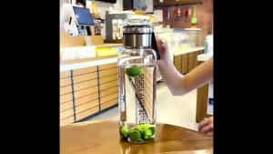 1000ml Portable Glass Water Bottle 1pc Transparent Milk Juice Cup with Stainless Tea Infuser Sport Water Bottles for Gym Hiking