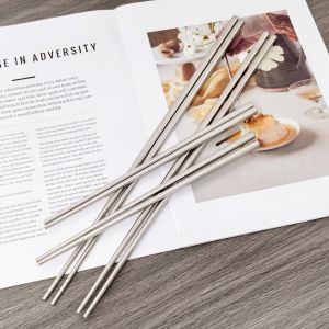 Viles 23cm Dining Chopsticks 36cm Extended Fried Noodles Chopsticks Stainless Steel 18/10 Antibacterial Simple Design Universal Use
