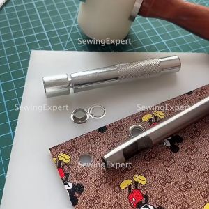 Set Alat Pasang Mata Ayam + Pembolong Kulit 4mm 5mm 6mm 8mm 12mm Alat Pasang Eyelet Hollow Punch