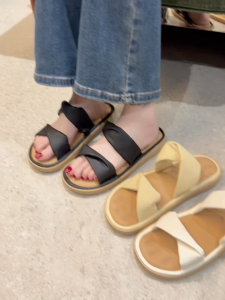 YOTO New Summer Women Spiral Knot Double Strap Sandals Ultra-Soft Casual Slippers For Women
