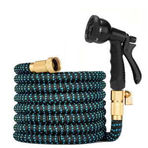 สายยางรดน้ำสวนพร้อมสายยางมหัศจรรย์แบบขยายได้ ใช้สำหรับสวน รถยนต์ และการทำความสะอาด ขนาด 3/4 นิ้ว หัวฉีดอเนกประสงค์