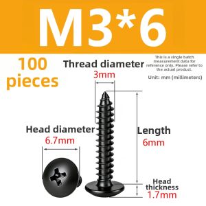 LANGSIMING | Stainless Steel Black 304 Galvanized Cross Recessed Pan Head Self Tapping Screws
