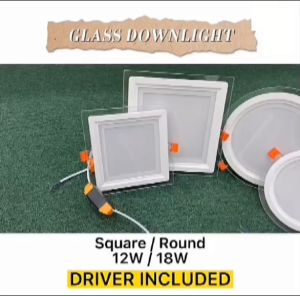 AQA 12W 18W Round Square Glass LED Downlight 4 6 Ceiling Light Recessed Lampu Kaca Siling HOMS
