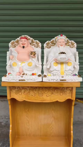 Tượng Thần Tài Thổ Địa Ngồi Ghế Bằng Sứ Đức Hóa Nhập Khẩu Cao Cấp Màu Trắng cao 29cm