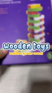 Hntob Wooden 55pcs Building Blocks Vegetables Wood Dice Tower Children Kids Games Educational Toy