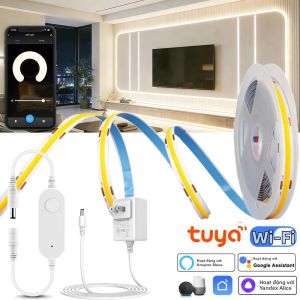 Dải Đèn LED COB Thông Minh WiFi Tuya 12V Có Thể Điều Chỉnh Độ Sáng Màu Trắng/trắng Ấm Hoạt Động Với Alexa Google Home Dải Đèn LED Dẻo Dùng Trang Trí Nhà Cửa 1m-5m