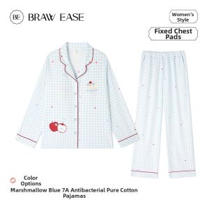BE | Cotton Bra-Padded Sleepwear Homewear  Long-Sleeved