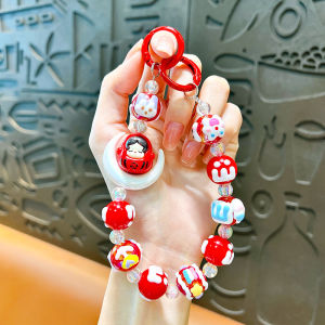 Heavy Industry Moon Girl Hand-Painted Beads Mobile Phone Charm Keychain Cute Schoolbag Pendant Car Key Chain Gift