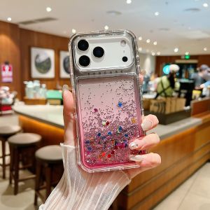 เคสโทรศัพท์หรูหราแบบไล่สีกากเพชรสำหรับ iPhone 17 Air 16 15 14 13 12 Pro Max 8 7 Plus X XR SE XS Max  แบบใสประกายกลิตเตอร์