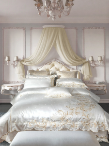 High-end Princess Style Lace Edge Embroidery Bedding Set 4-Piece